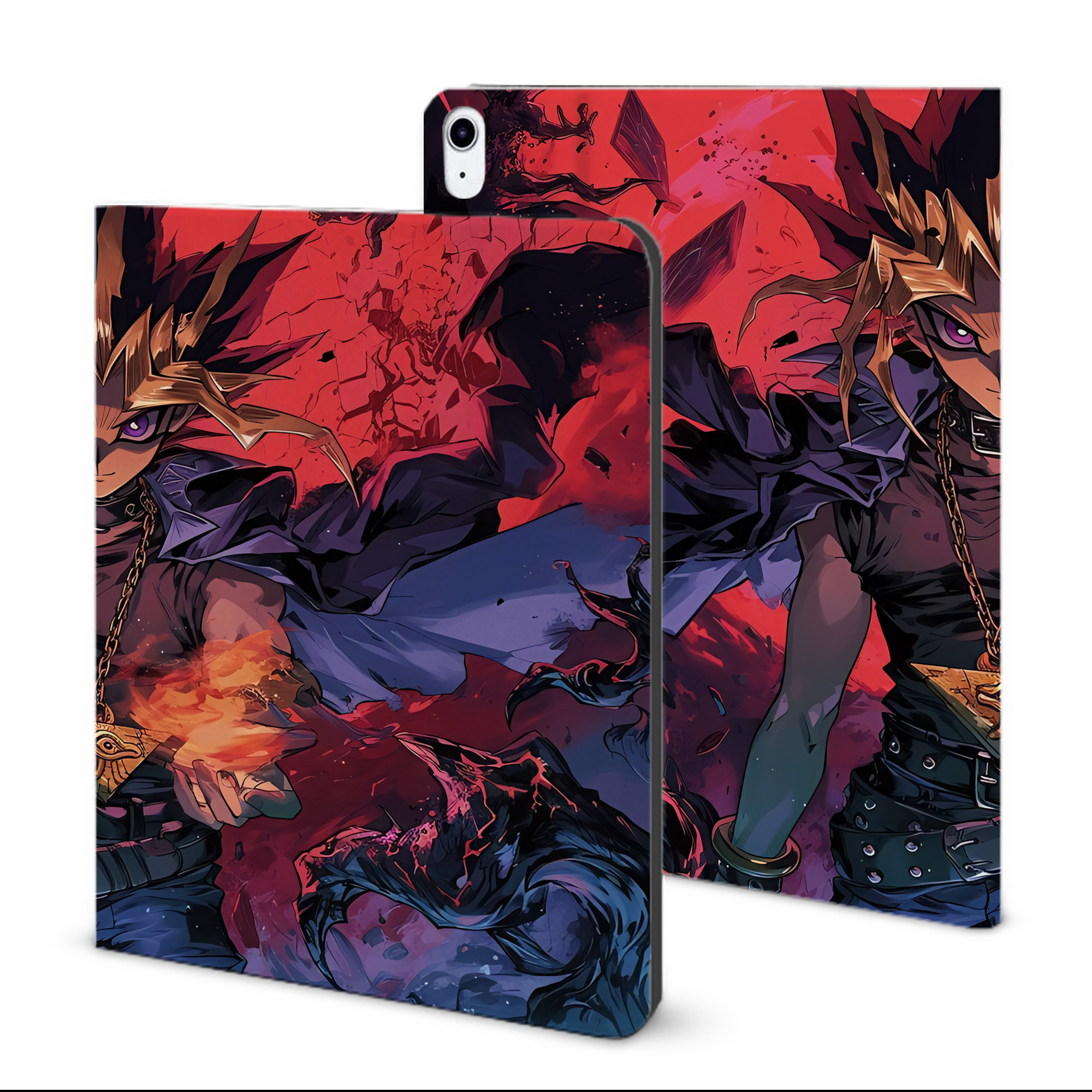 （画像用） 遊☆戯☆王 Yu-Gi-Oh! IPad ケース ブック型 PUレザー TPU 耐衝撃 軽量 薄型 ペン収納なし 全面保護 IPad 各モデル対応